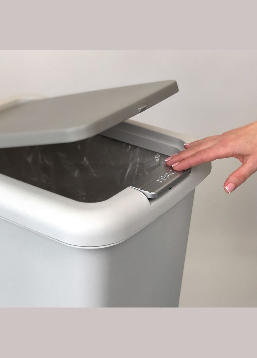 Відро для сміття MVM з кришкою і педаллю BIN-01 20 л Сіре (BIN-01 20L GRAY) МВМ (365280683)