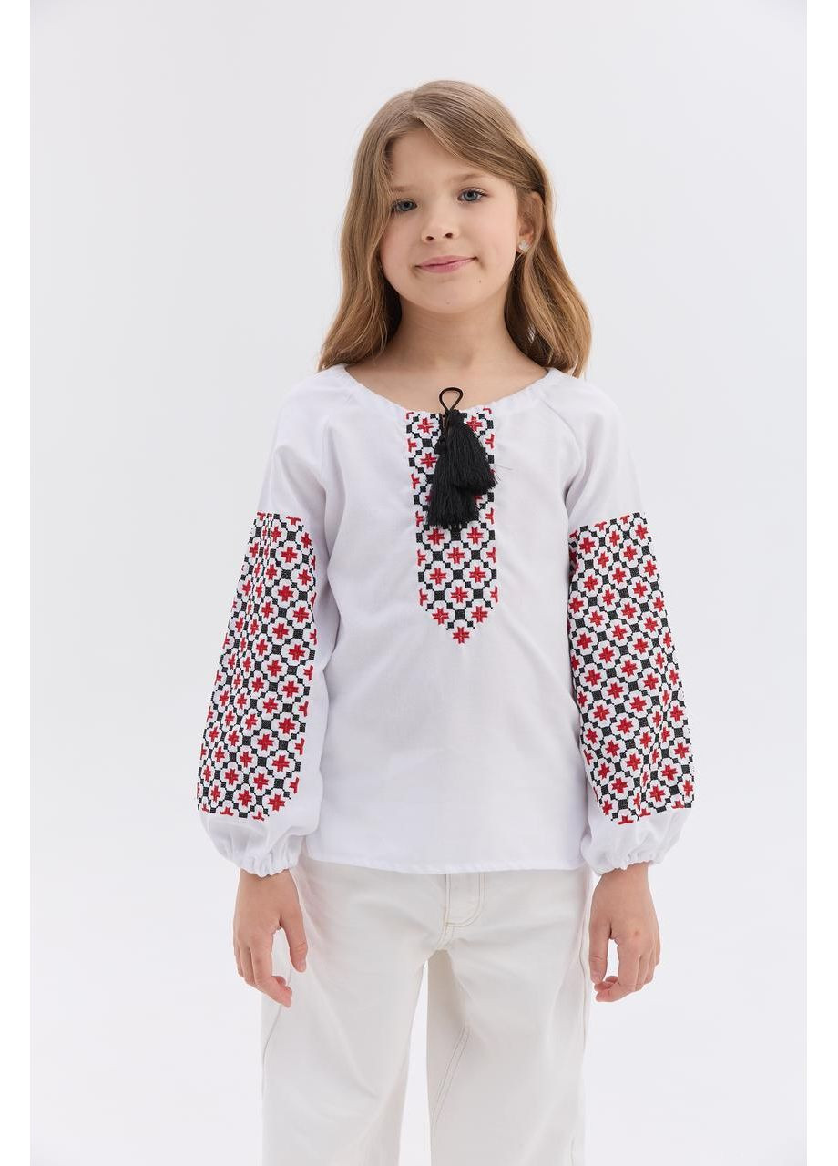 Белая вышиванка детская хлопковая для девочки бандера (356454485)