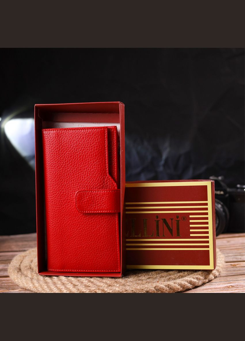 Жіночий гаманець із натуральної шкіри з монетницею 21640 Червоний Canpellini (306881631)