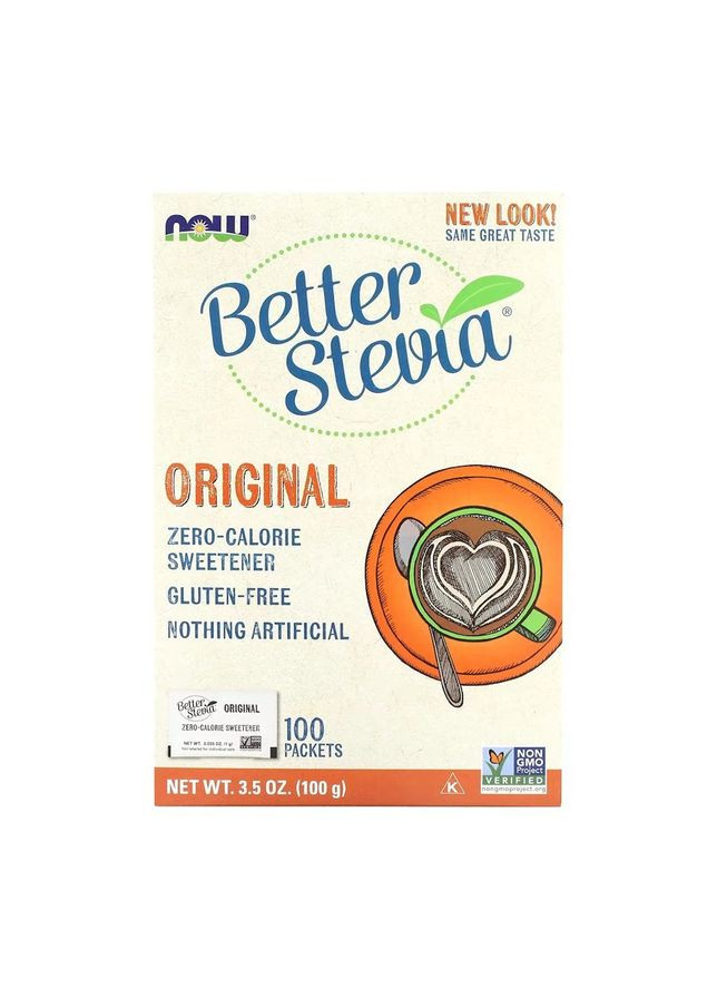 Замінник харчування Better Stevia Packets Original, 100 пакетиків Now (324419589)
