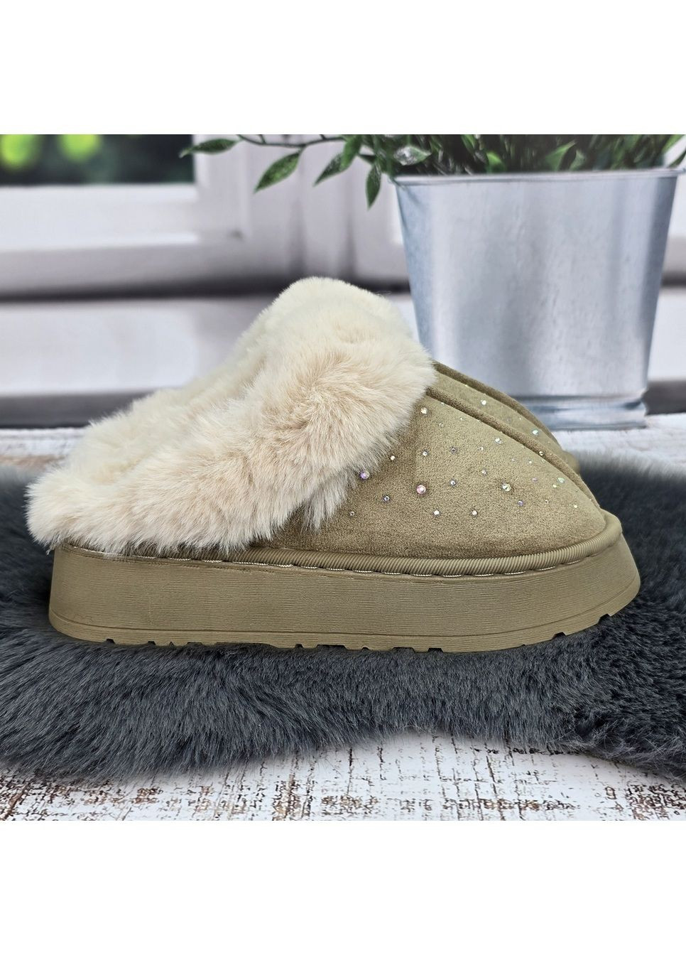 Бежевые тапочки домашние Fashion