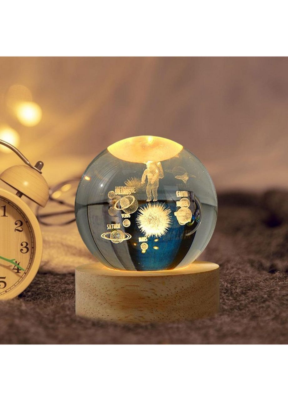 Декоративний 3D нічник кришталева куля Літаючий астронавт No Brand (305236605)