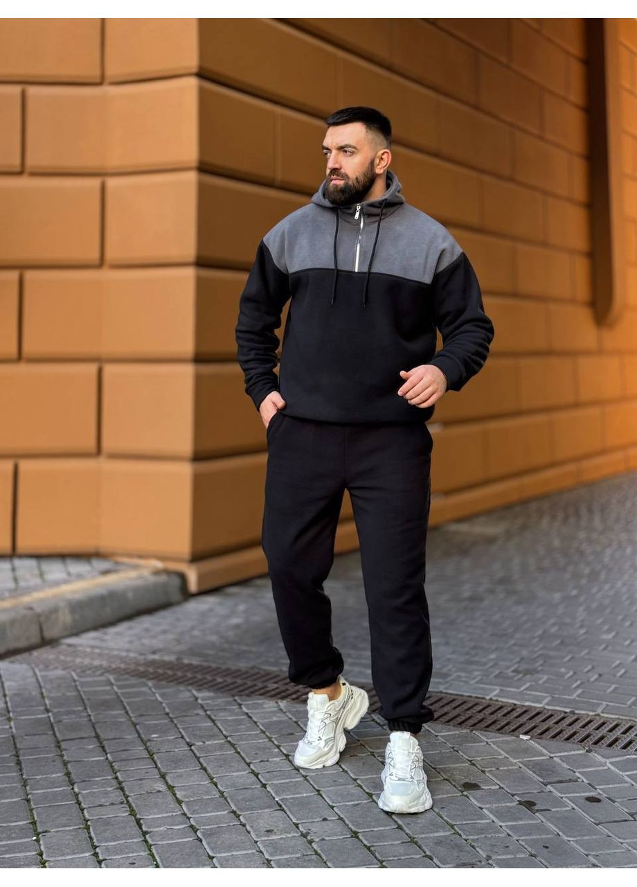 Теплий чоловічий костюм з флiсу чорного кольору 36225 Fashion (370881869)