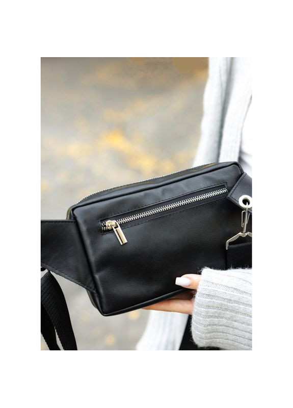 Женская кожаная сумка бананка Harvi черная Sambag (322870486)