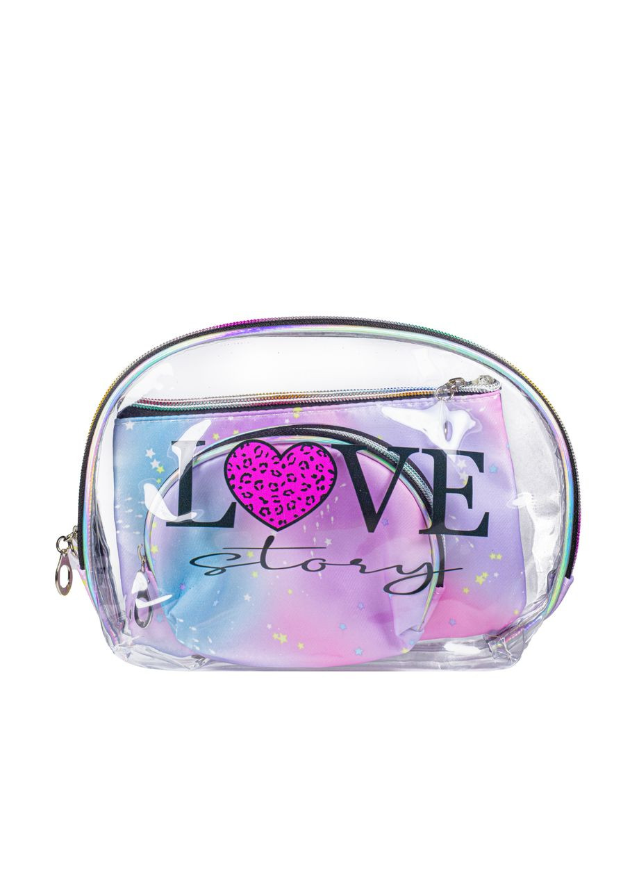 Набор косметичек для хранения аксессуаров и косметики из 3 штук Love, Фиолетовый No Brand (302723550)