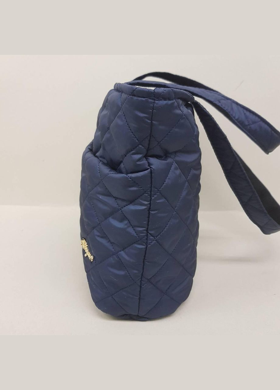 Стильна стега жіноча сумка з кармашками плащевка темно-синя No Brand (318442912)