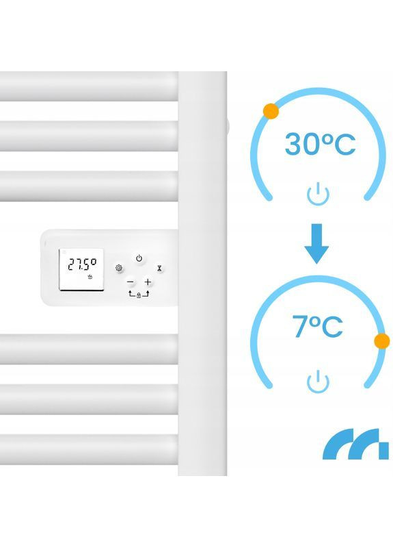 Полотенцесушитель электрический с термостатом 500Вт Белый Maltec (371812249)