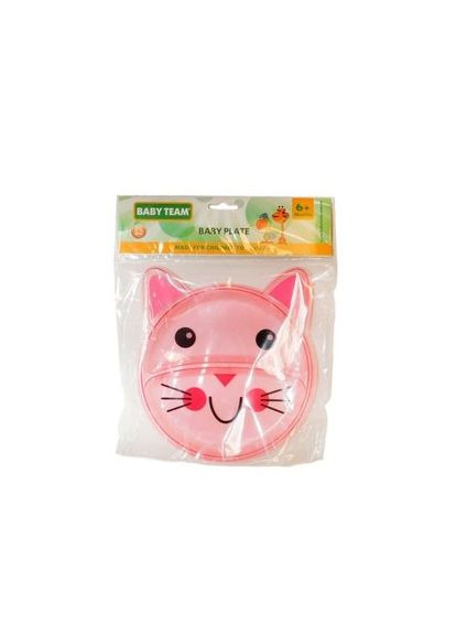Тарелочка секционная Кот 6000 кот розовый Baby Team (286420612)