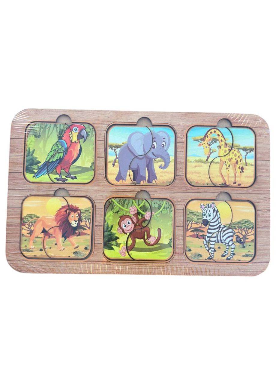 Развивающая игра для детей Пазл деревянный развивающий 6 картинок животных No Brand (330774525)