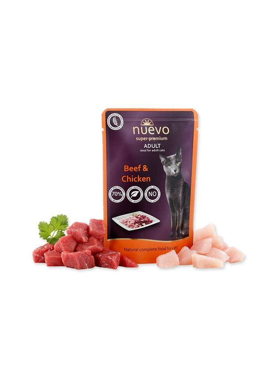 Пауч для кошек с говядиной и курицей Adult Pouch 85 г (4250231598586) Nuevo (303108298)