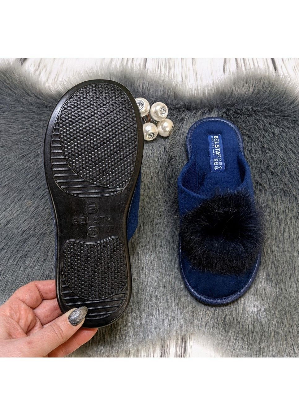 Синие тапочки домашние женские Белста