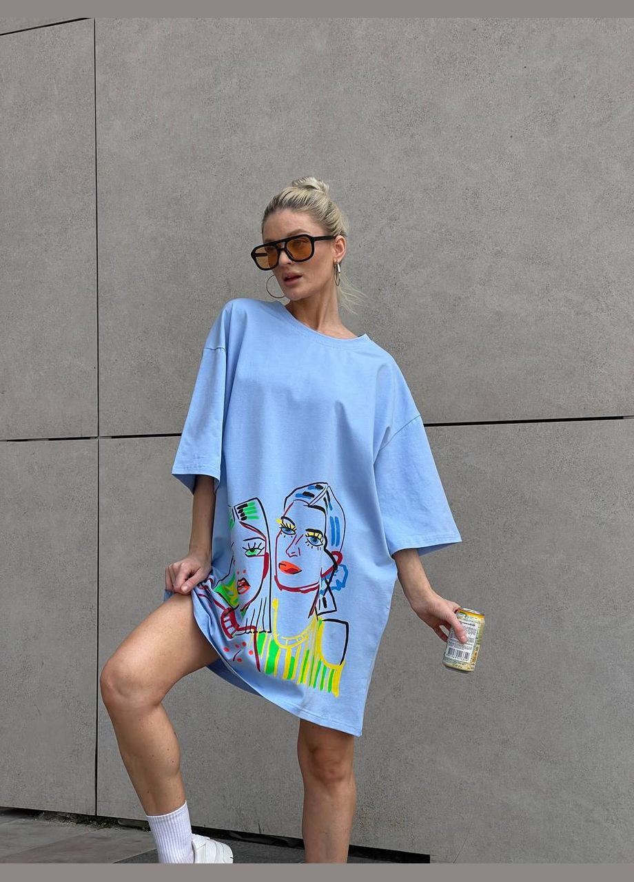 Жіноча футболка-сукня з принтом No Brand - (325833839)