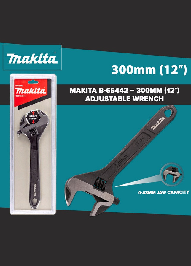 Разводной Ключ B65442 (0-41 мм, 300 мм) гаечный ключ переменного размера (6930) Makita (293511033)