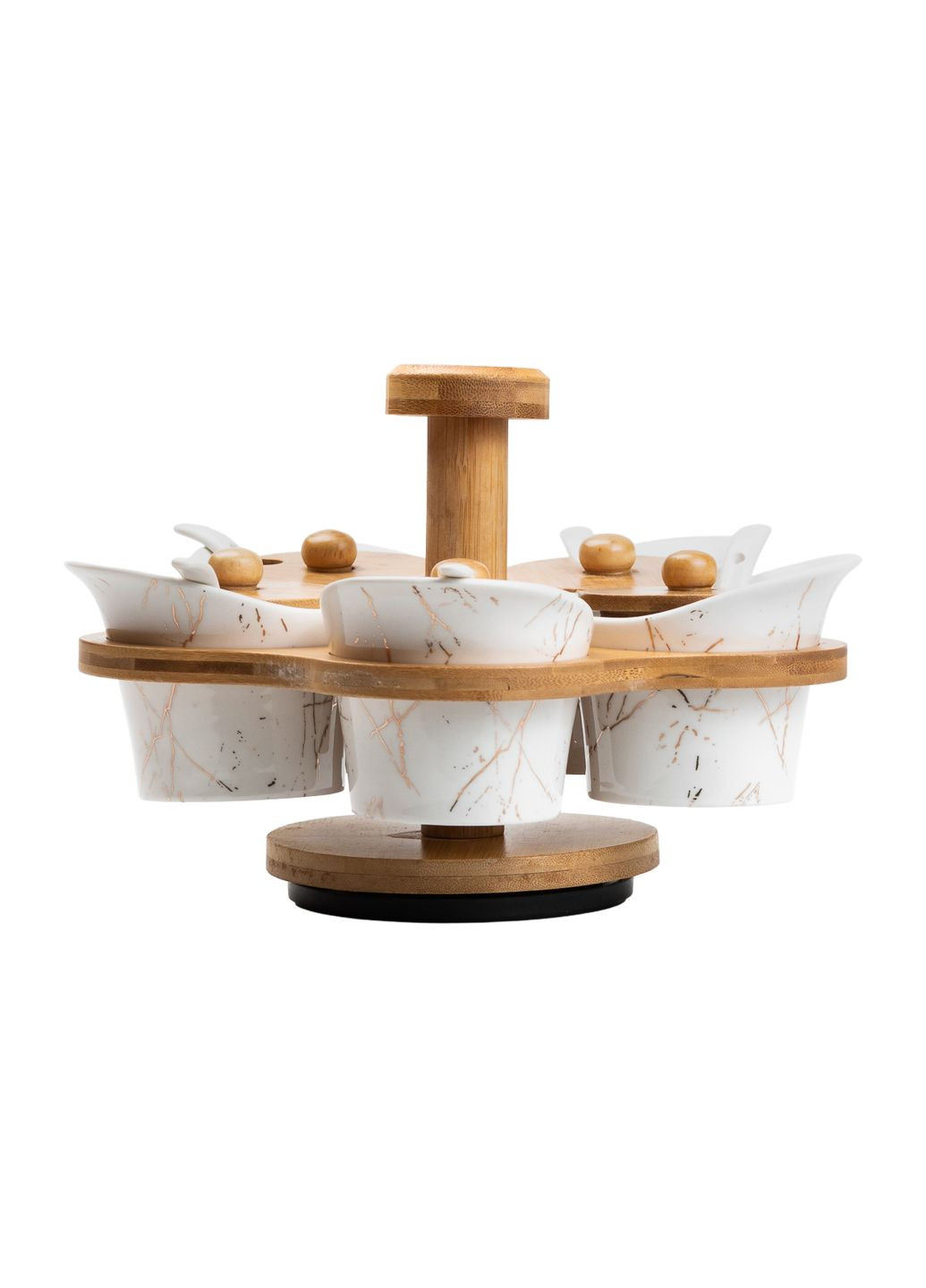 Набір баночок для сипучих продуктів 5 штук по 120 мл на підставці, що обертається, мармур Yiwu (328602852)