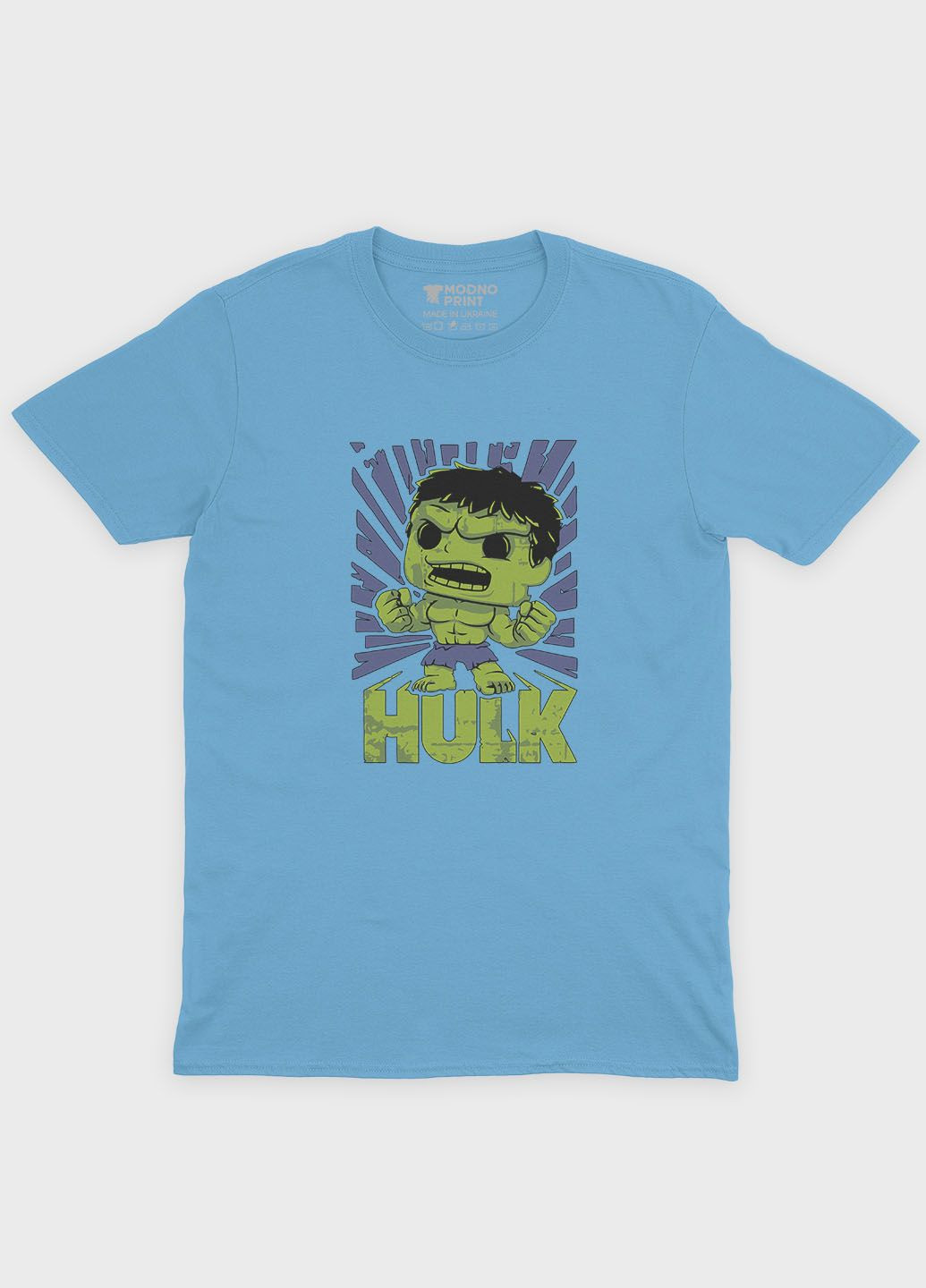 Блакитна демісезонна футболка для дівчинки з принтом супергероя - халк (ts001-1-lbl-006-018-014-g) Modno