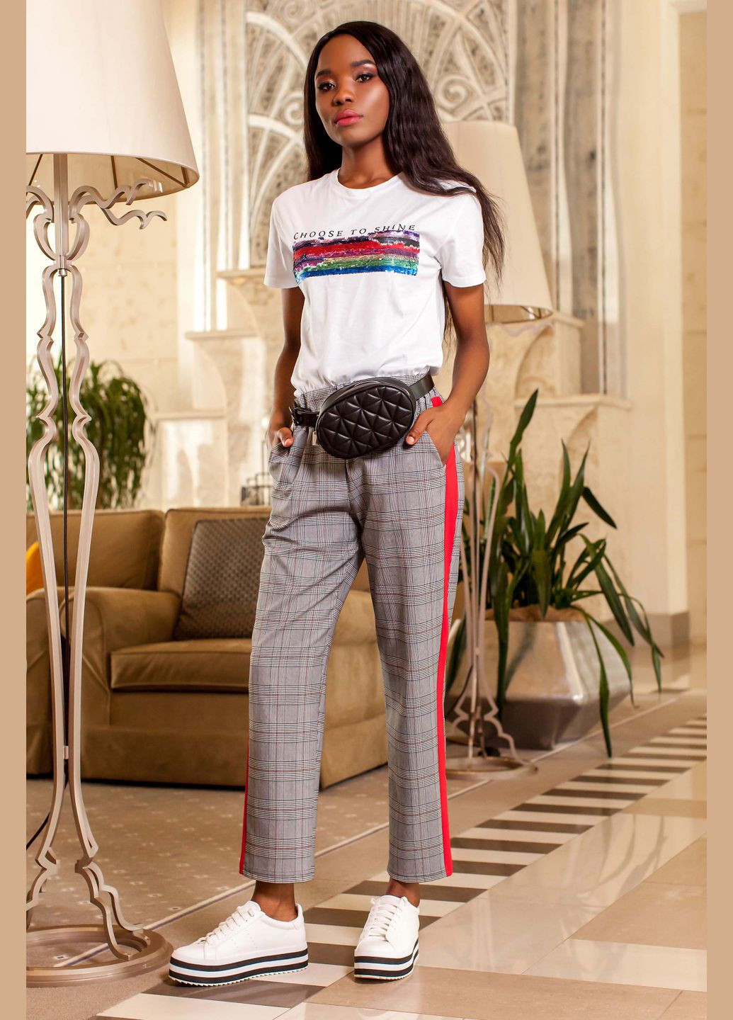 Комбинированные повседневный, кэжуал летние прямые брюки Jadone Fashion