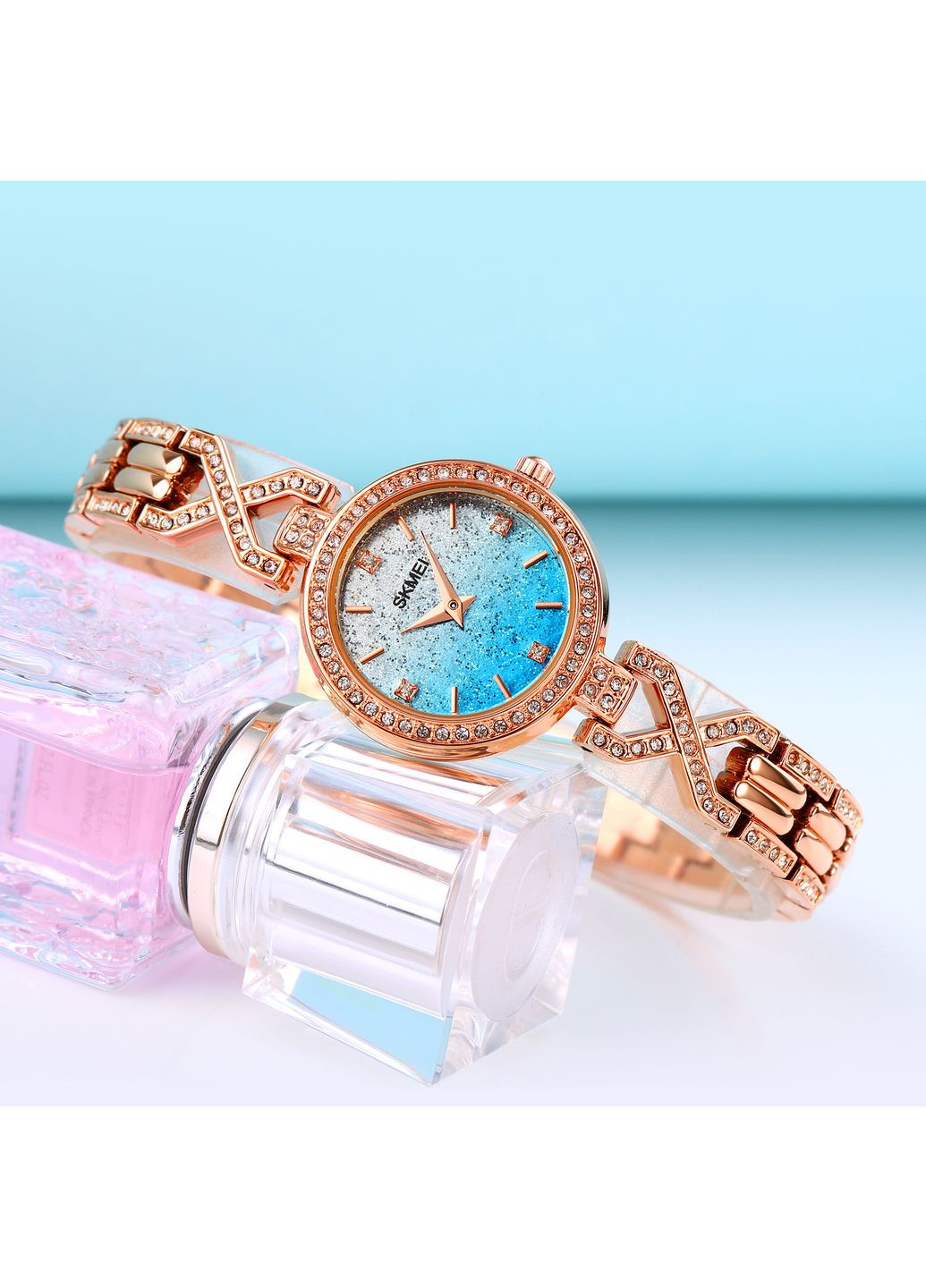 Часы 2001BU Blue женские золотистые с кварцевым механизмом и водонепроницаемостью 30 метров ProDobro (367264573)