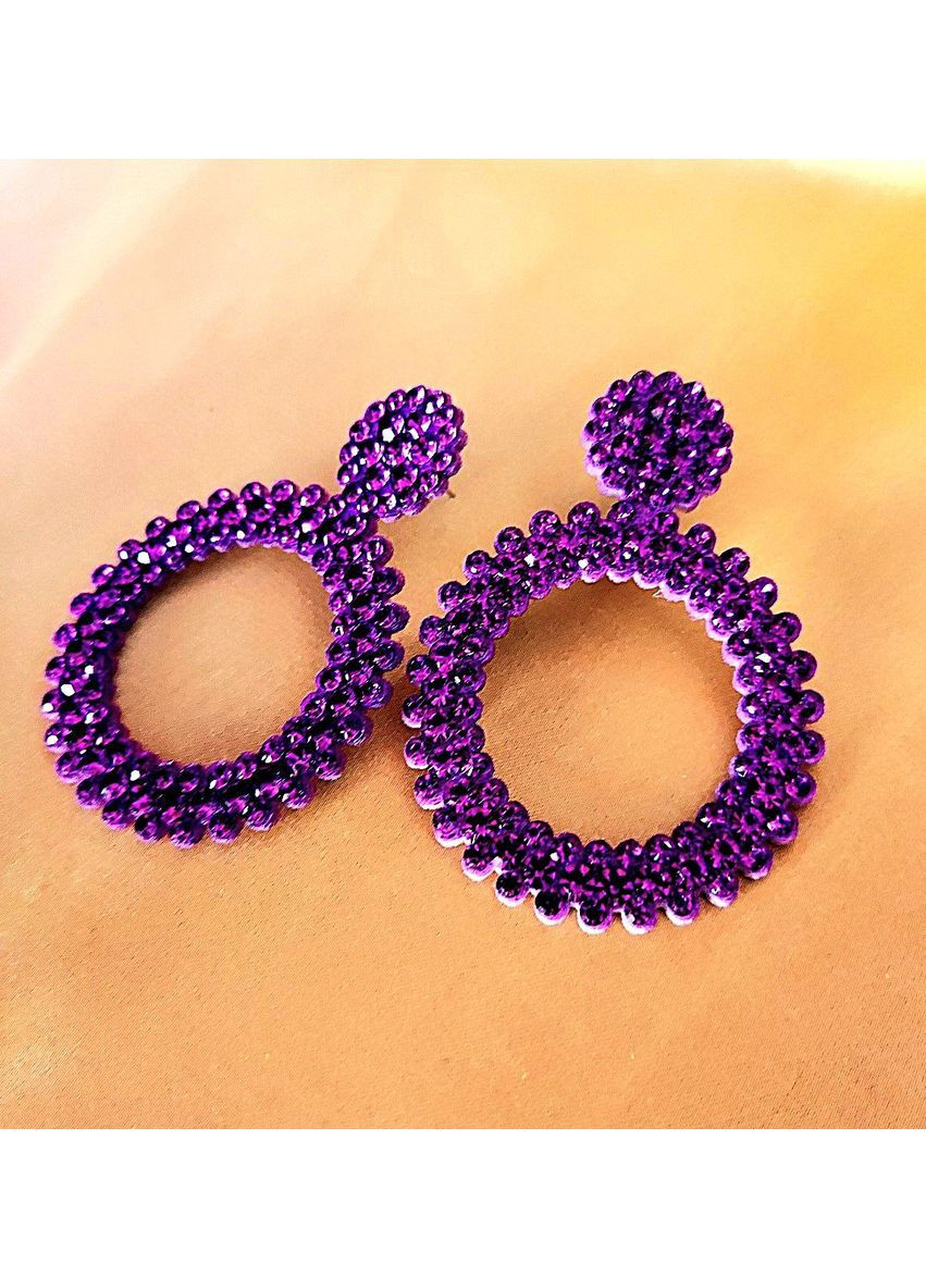 Серьги бижутерия Фиолетовые стразы No Brand (367115574)