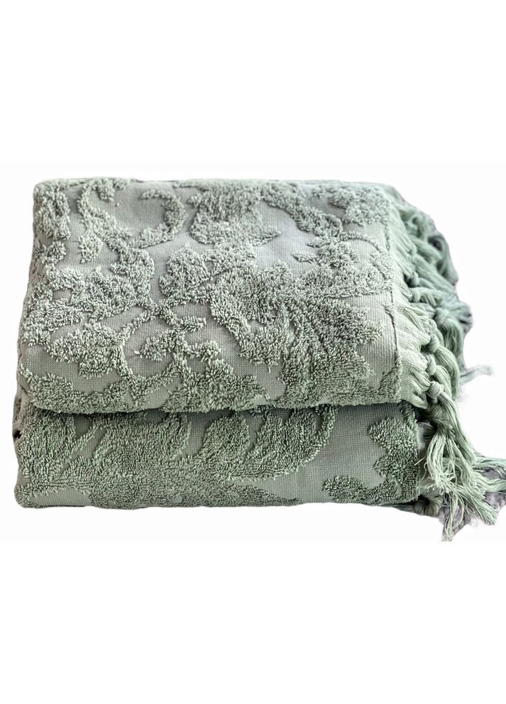 Набор полотенец Sanda sage 50x100; 85x150 Maison D'or цветочный зеленый