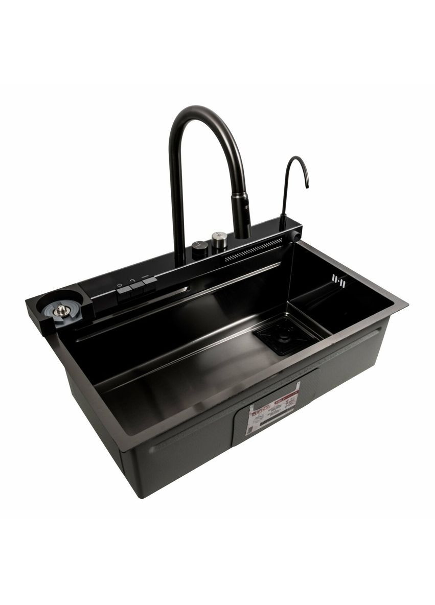 Кухонна мийка 75*46D PVD чорна Handmade "ВОДОСПАД" Platinum (336936443)