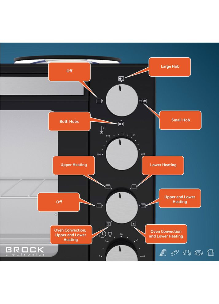Электропечь TO 3002 B Black BROCK (323107177)