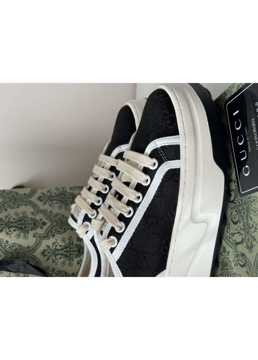 Кросівки жіночі Gucci GG Canvas | Гуччі Канвас чорно-білі No Brand чорно-білі демісезони (366343495)