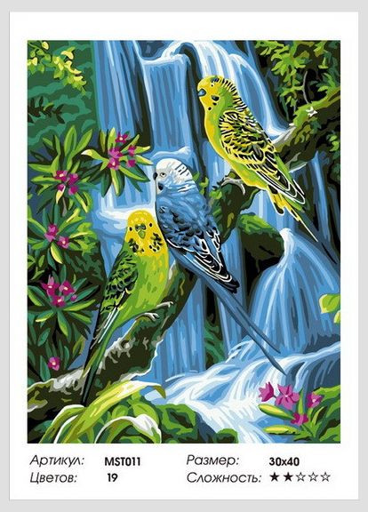 Набір для малювання за номерами 30х40 Папуги MST011 з підрамником ColorArt (299772511)