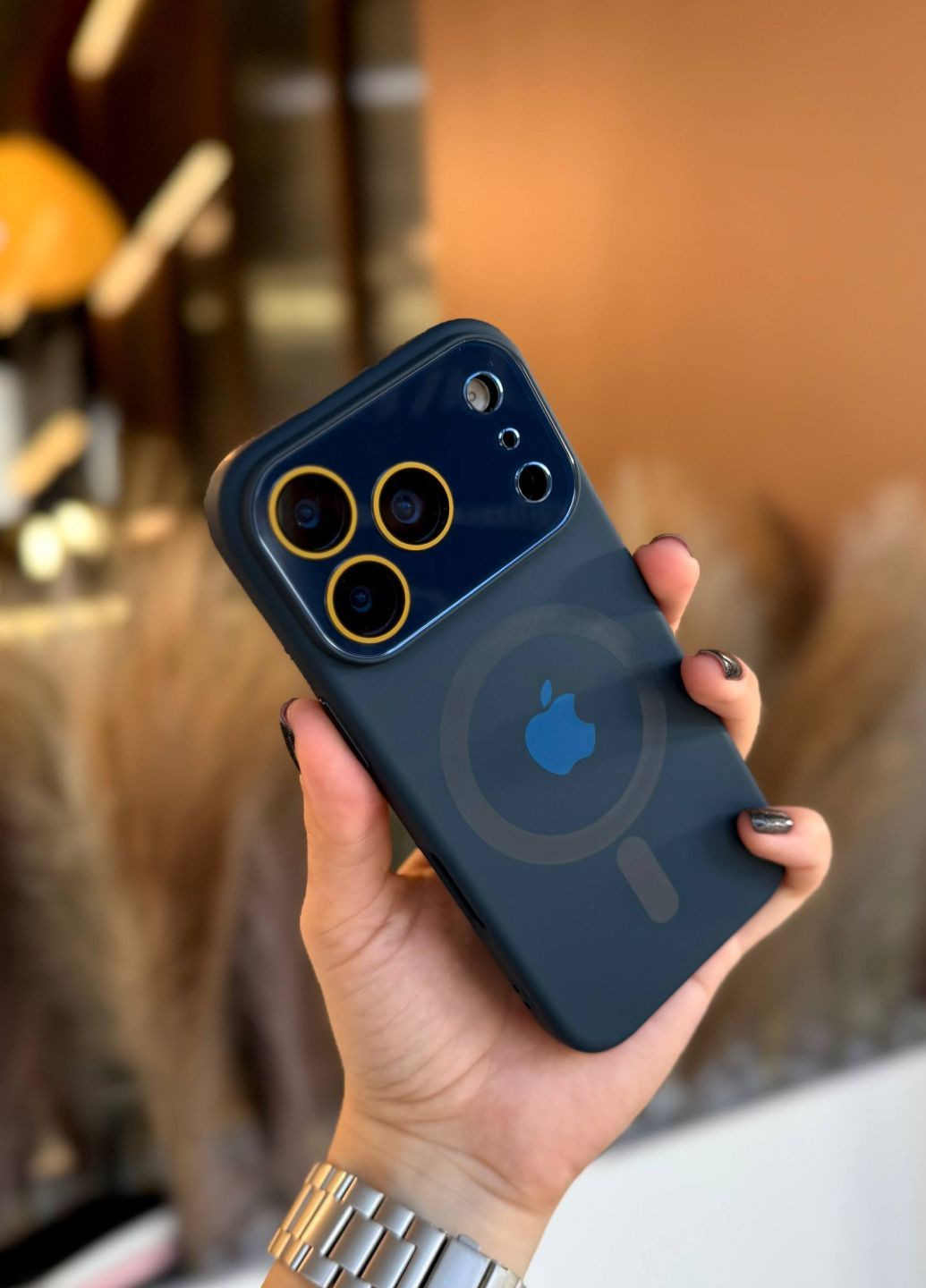 Силіконовий чохол для iPhone 17 Pro Max Silicone Case Metal Navy / Айфон 17 про макс синій силікон кейс No Brand (366239462)