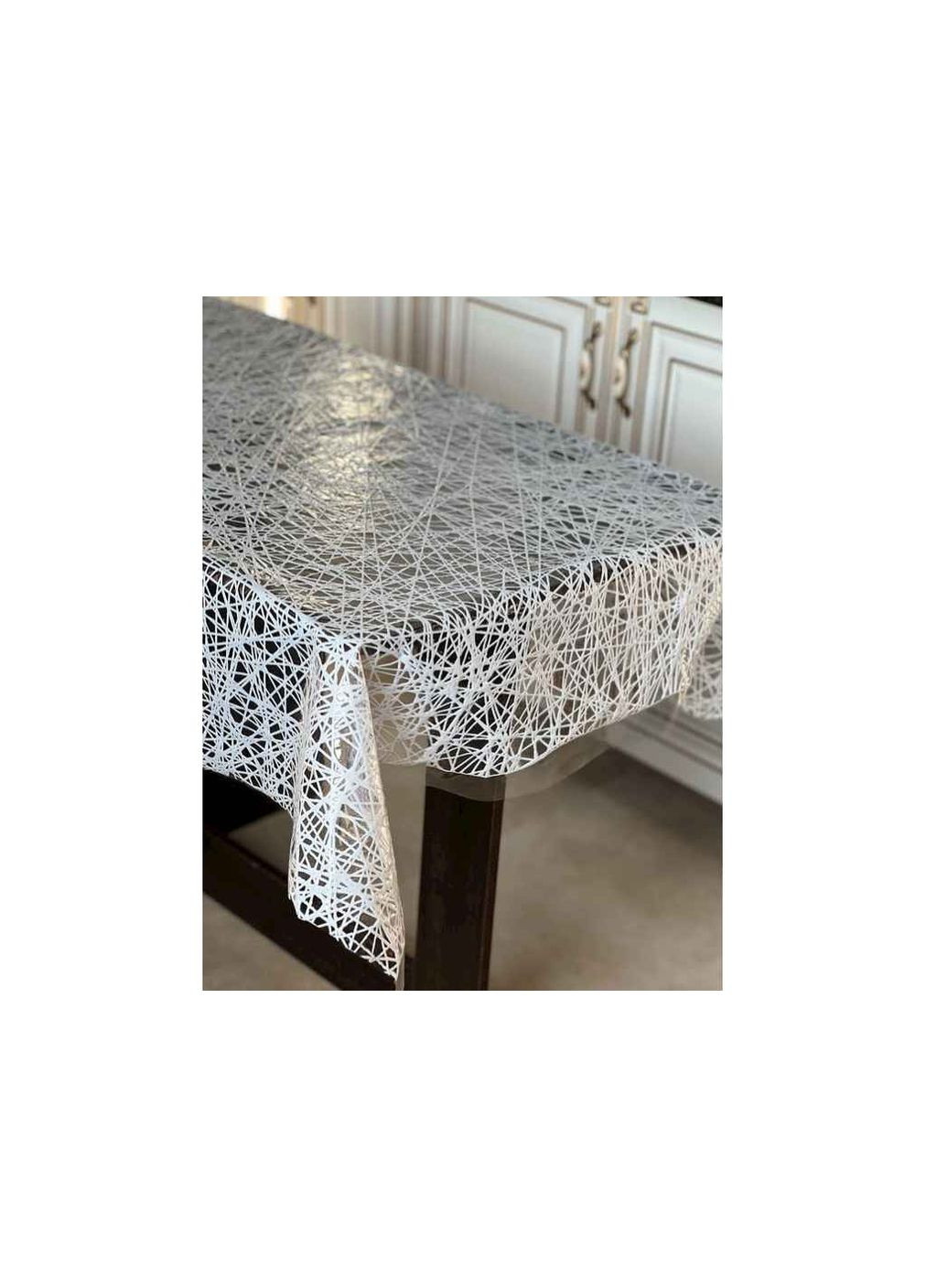 Скатерть ПВХ д/стола ажурная "Паутинка белая" Selena (359435249)