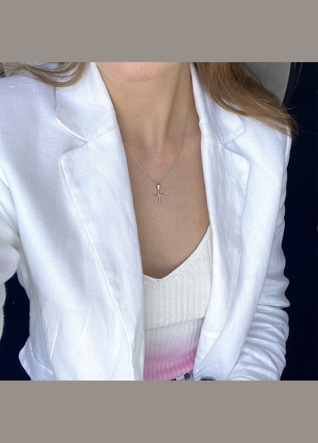 Золоте кольє Хрестик з фіанітами кол02189 45 42 Oniks (264023592)