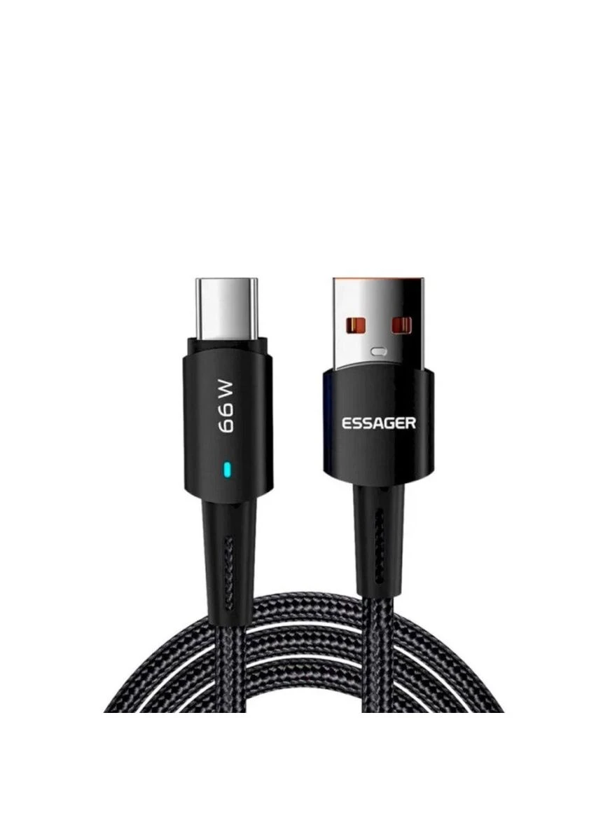 Кабель Sunset TypeC 6A USB charging and data Fully compatible cable 2m Black Essager (302802562)