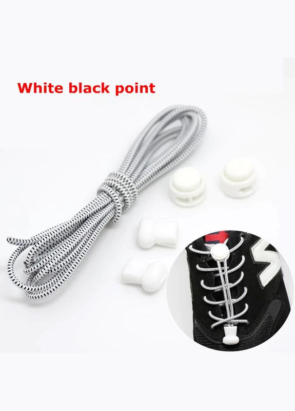 Шнурки, що не розв'язуються для взуття з затяжкою, 100см, колір біло-чорний,, 2 пари (590302) Clefers (301872359)