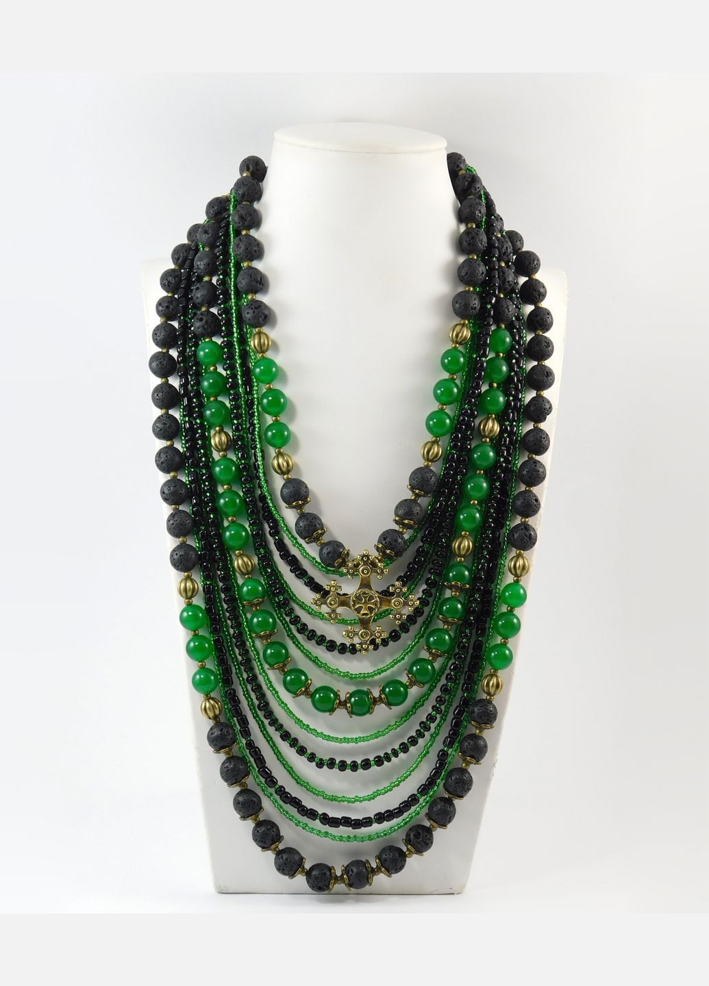 Намисто "Цвіт папороті", Лава, Хризопраз Fursa fashion (322315102)