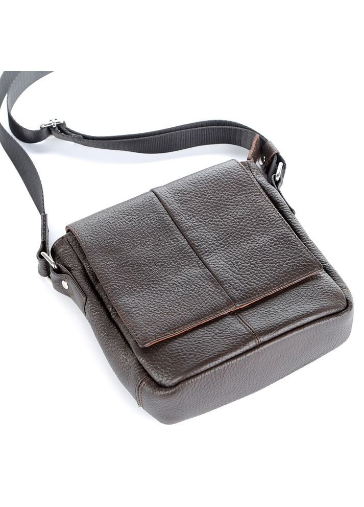 Шкіряна сумка крос боді чоловіча месенджер через плече коричнева 00977 Shvigel (329195189)