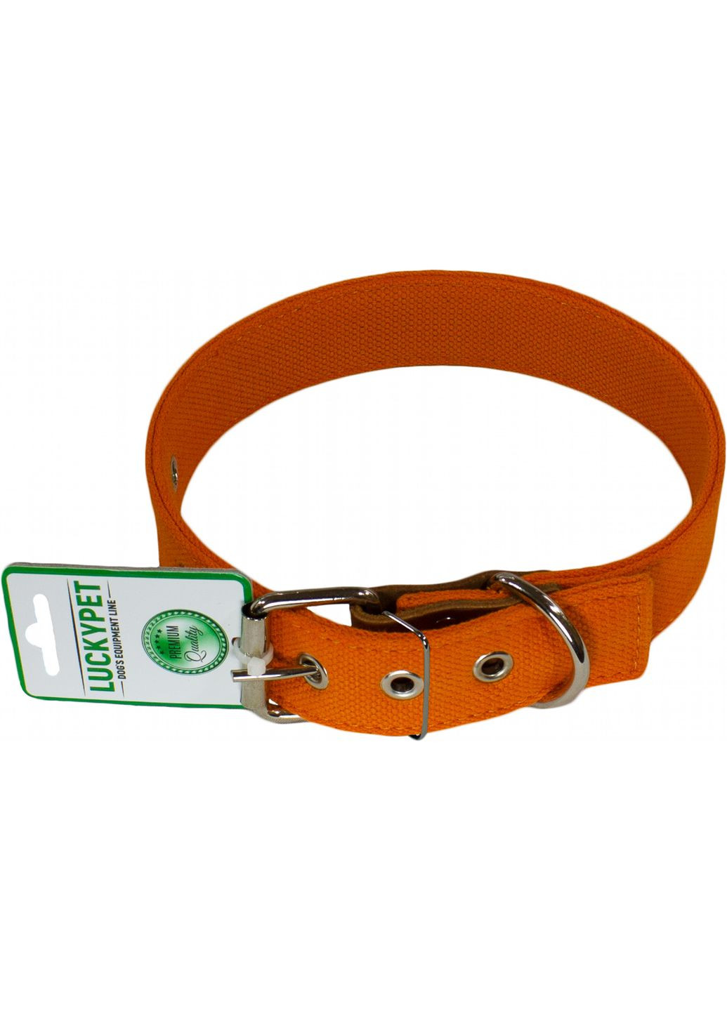 Нашийник брезентовий подвійний зі шкірою оранжевий (4820224214825) Lucky Pet (279573499)