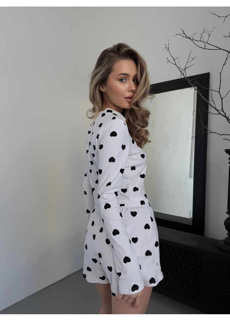 Белая пижама 🎀 (шорты+кофточка на пуговицах) Luna