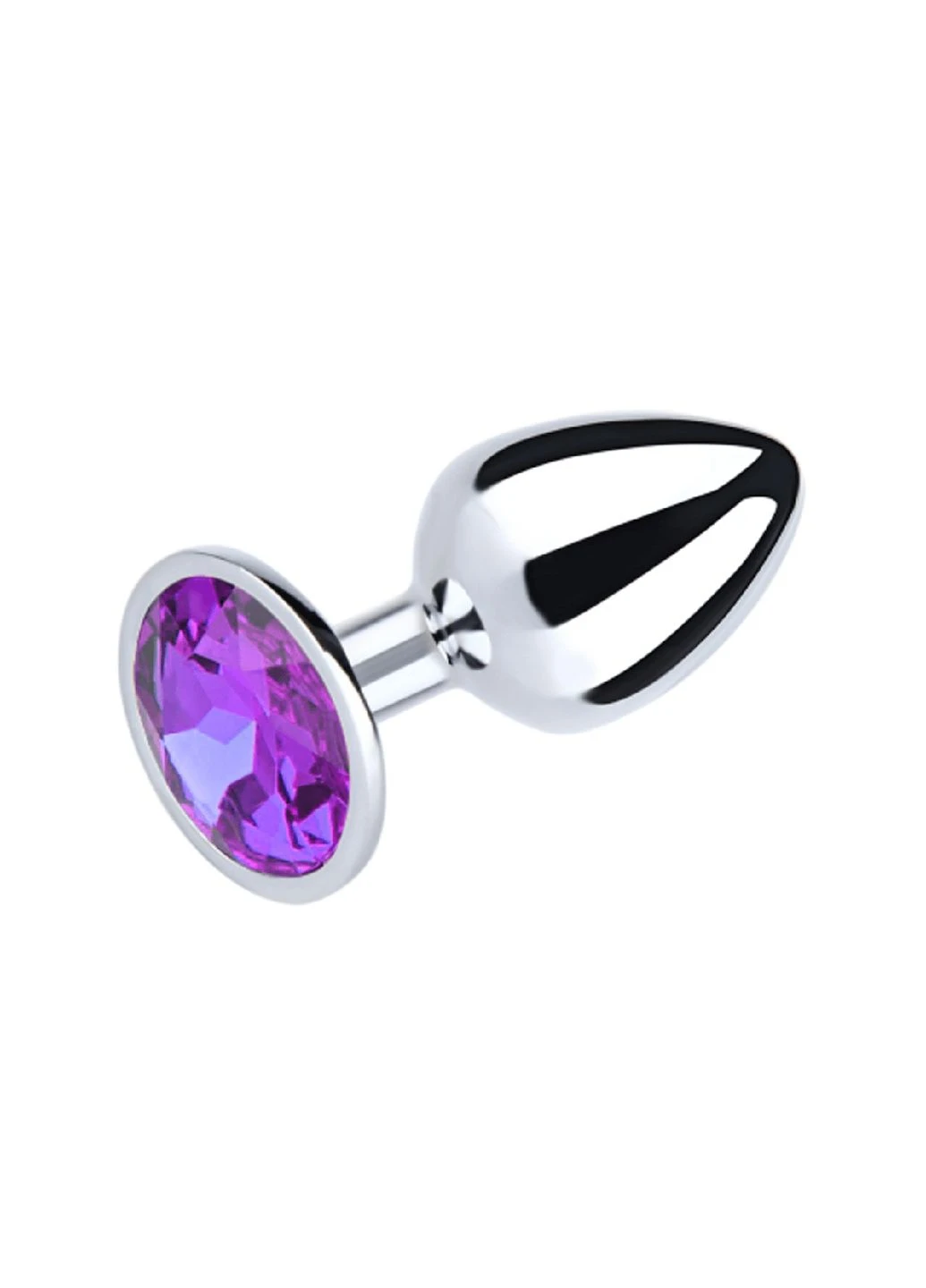 Анальная пробка металлическая Black Heart-Plug M 3,4 см диаметр с камнем медицинская сталь Сиреневый No Brand (303903690)