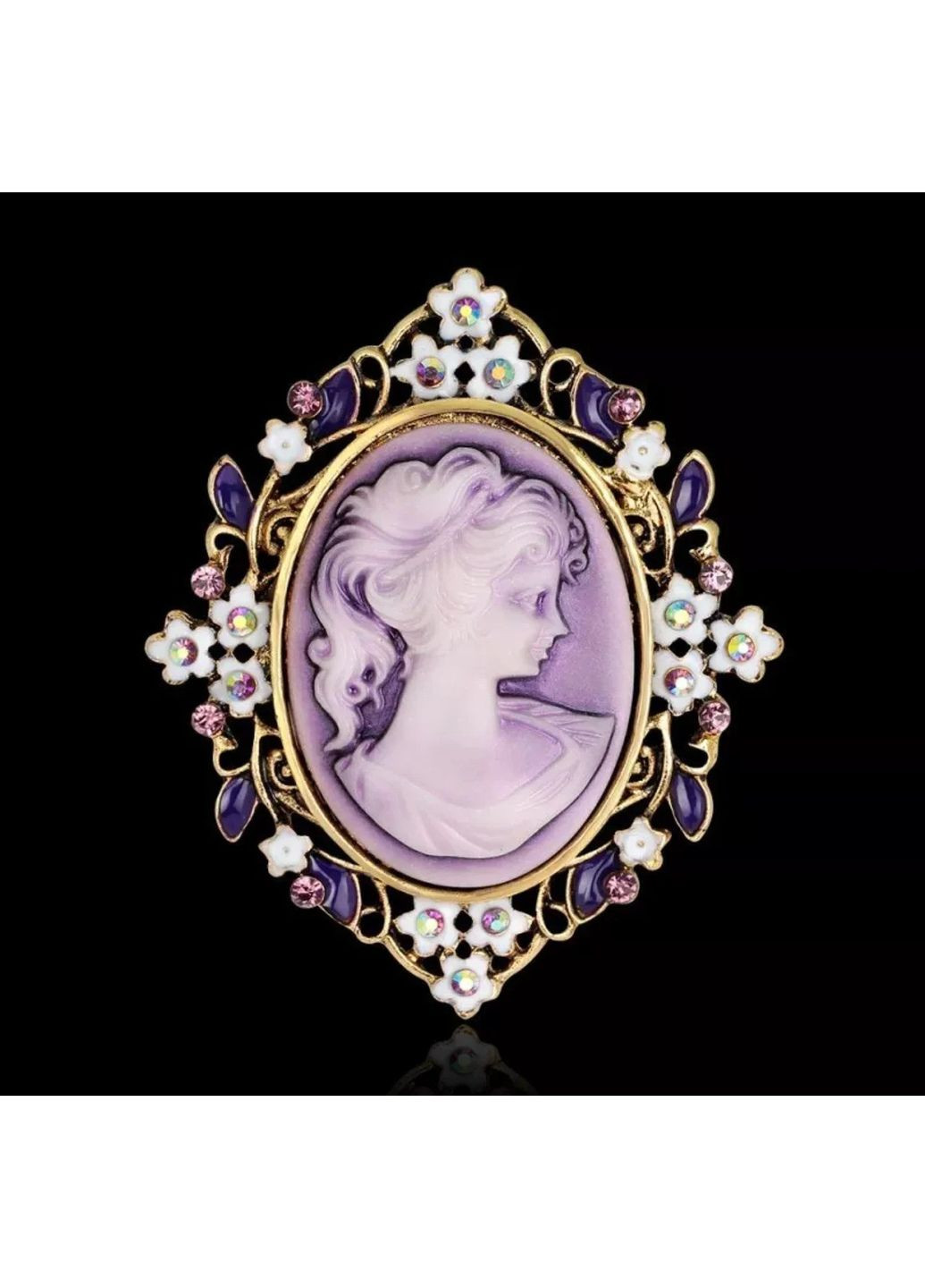Брошь женская, винтажная, Камея «Camey» (фиолетовый) China (366874458)