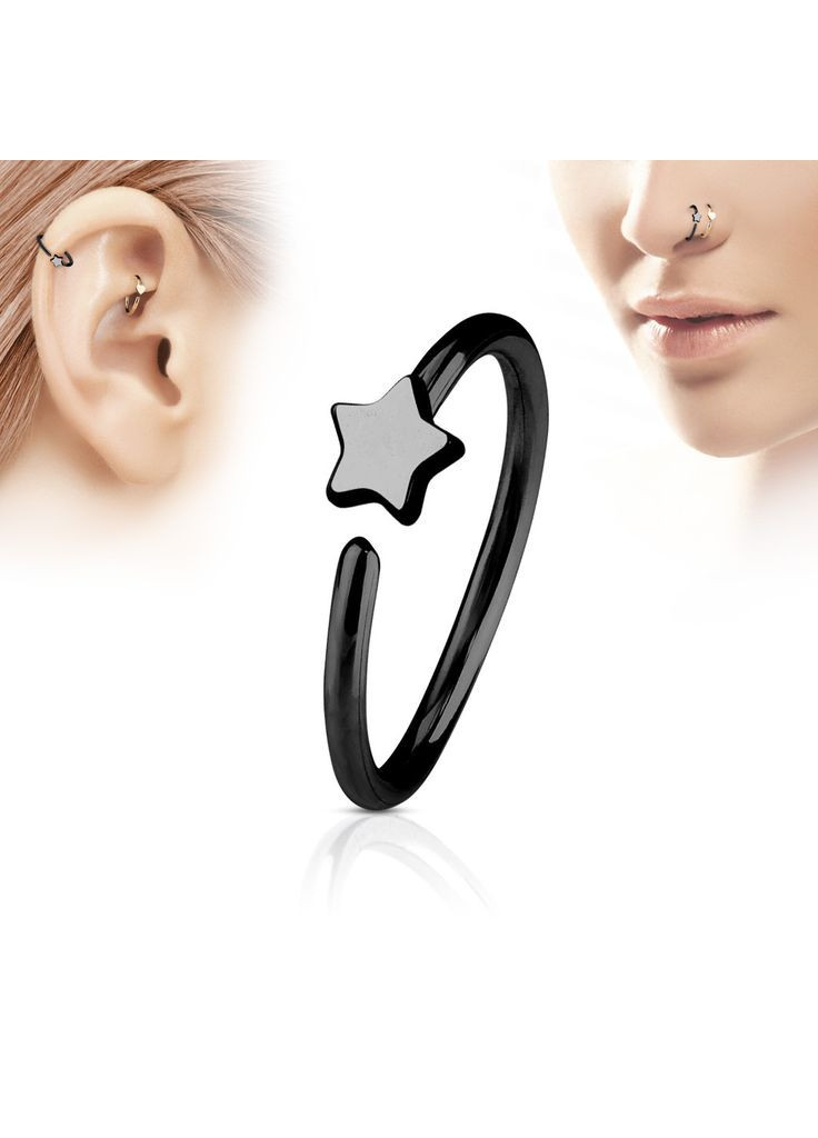 Серьга кольцо для пирсинга хеликса, трагуса, носа NOCR-12-K в форме звезды ( ) Spikes (333342324)