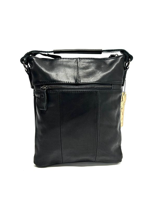 Черная кожаная мужская молодежная сумка через плечо на три отделения No Brand (316715419)