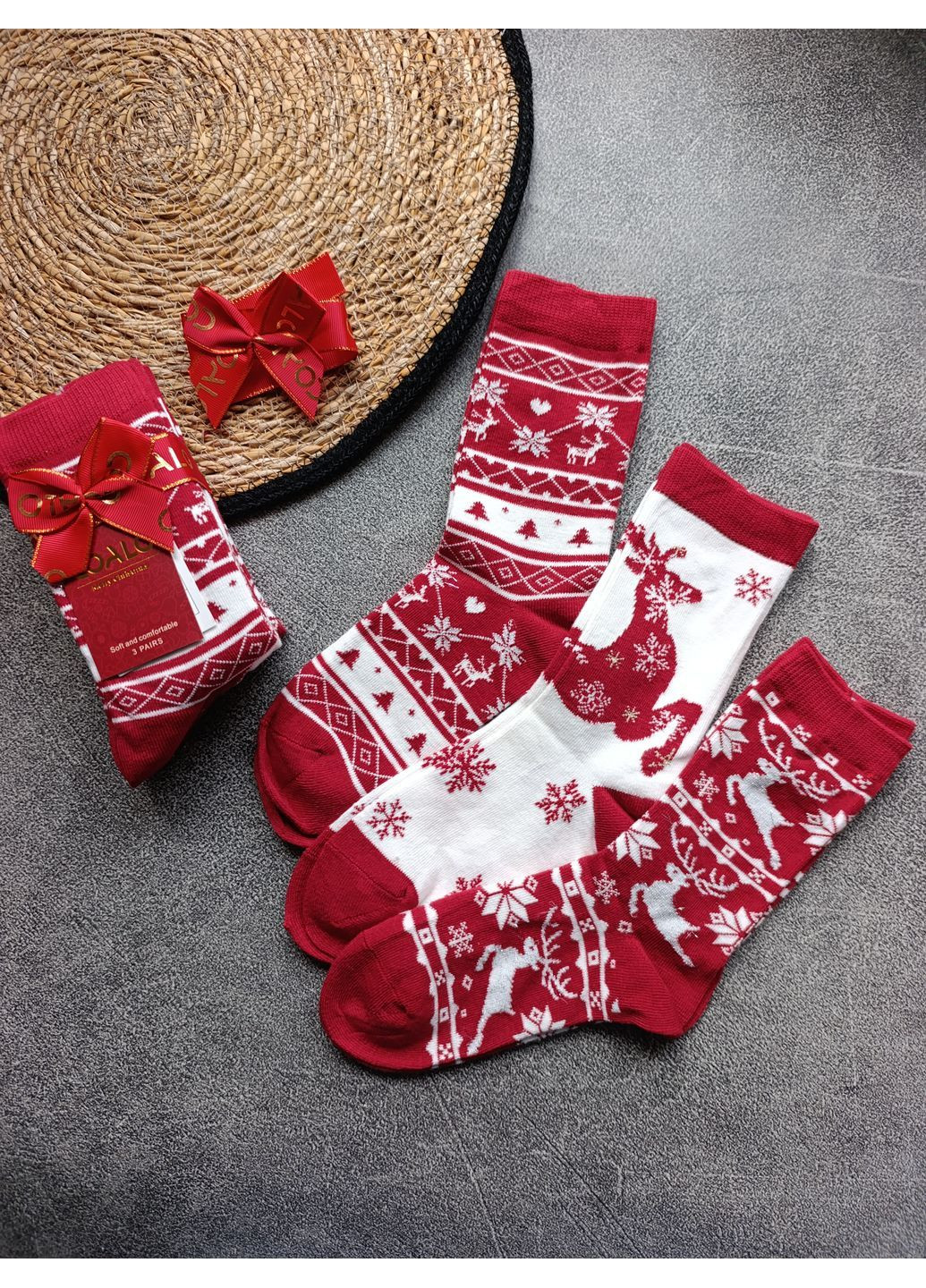 Білі 3 пари шкарпеток Coalo новорічні (369013581)