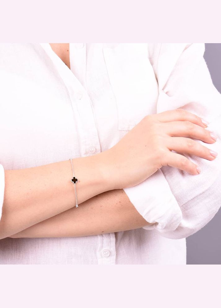 Серебряный браслет Клевер с тигровым глазом (2097.5) 19 IRIJ (331870903)