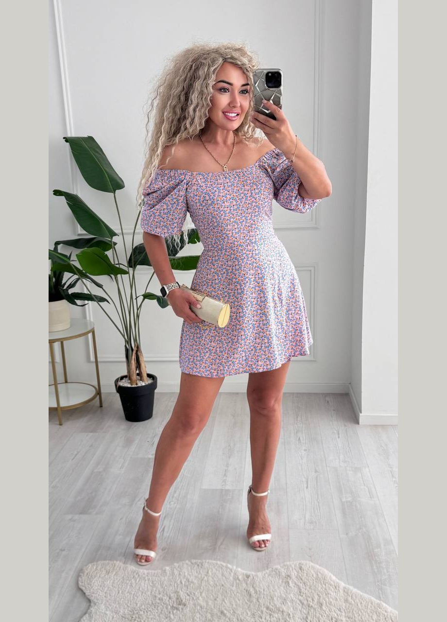 Комбинированное праздничный, коктейльное, вечернее, кэжуал нежное цветочное платье из легкой натуральной ткани Vakko с цветочным принтом