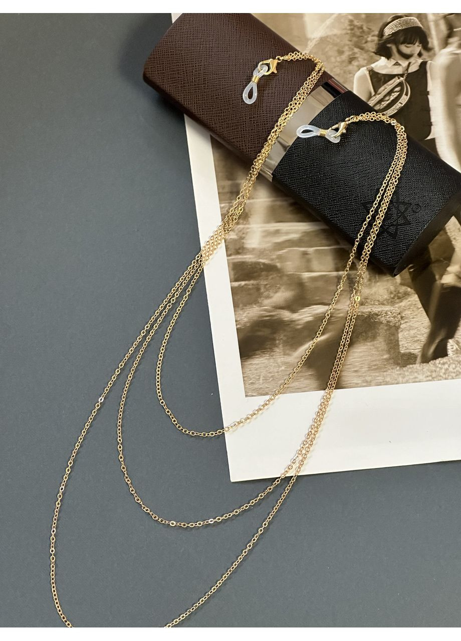 Ланцюжок для окулярів / Стильний ланцюжок для окулярів золотиста потрійна No Brand (350613238)