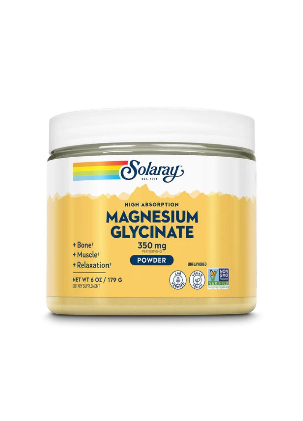 Порошок глицината магния с высокой абсорбцией, без добавок, 179 г Solaray (351370779)