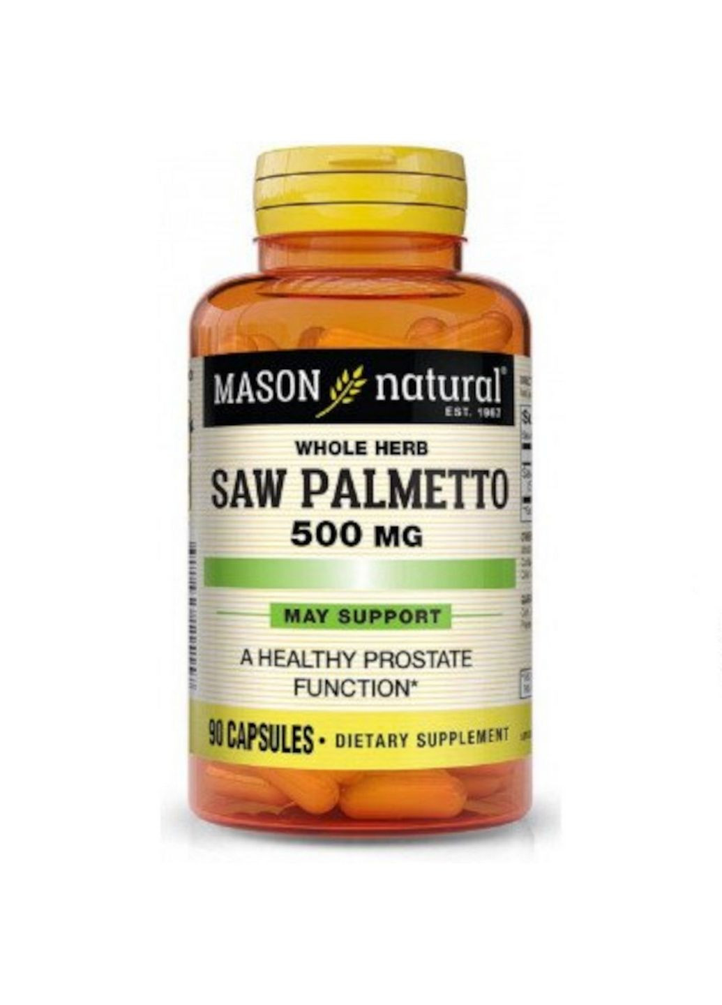 Натуральна добавка Saw Palmetto 500 mg, 90 капсул Mason Natural (293340302)