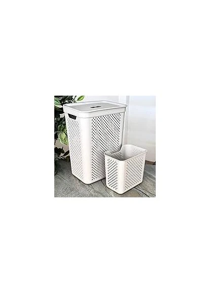 Корзина для белья 45 л с органайзером Simple какао No Brand (392695476)