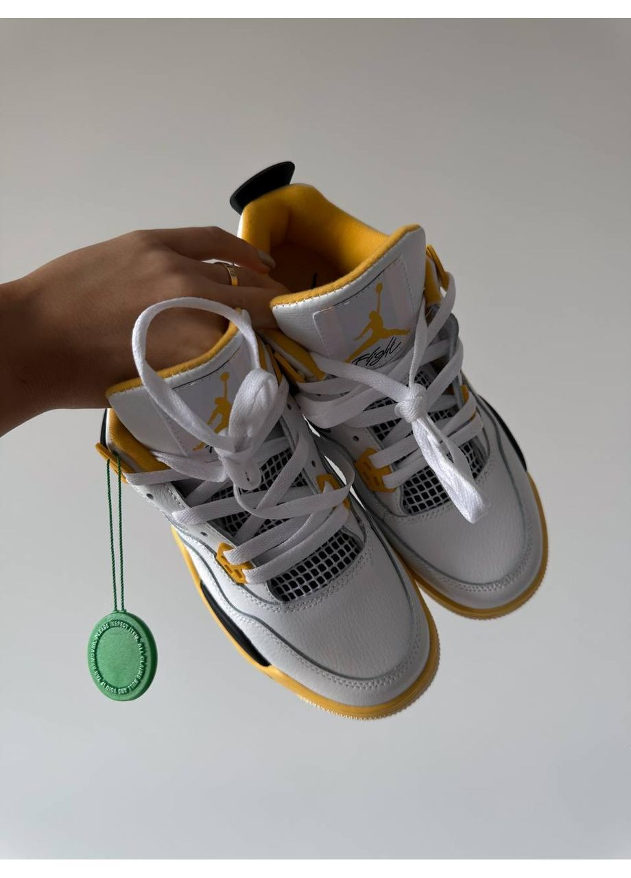 Білі Осінні кросівки чоловічі nike air jordan 4 white yellow найк аір джордан No Brand