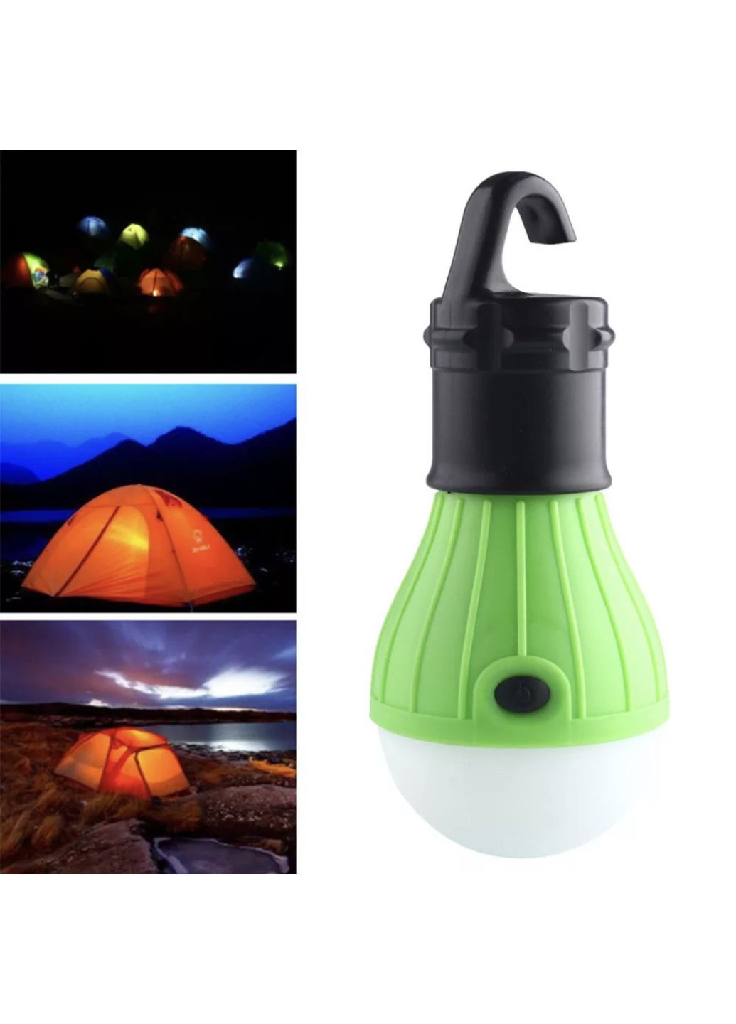 Універсальний яскравий LED-ліхтар лампочка для кемпінгу, портативний на гачку в зеленому кольорі China (366890728)