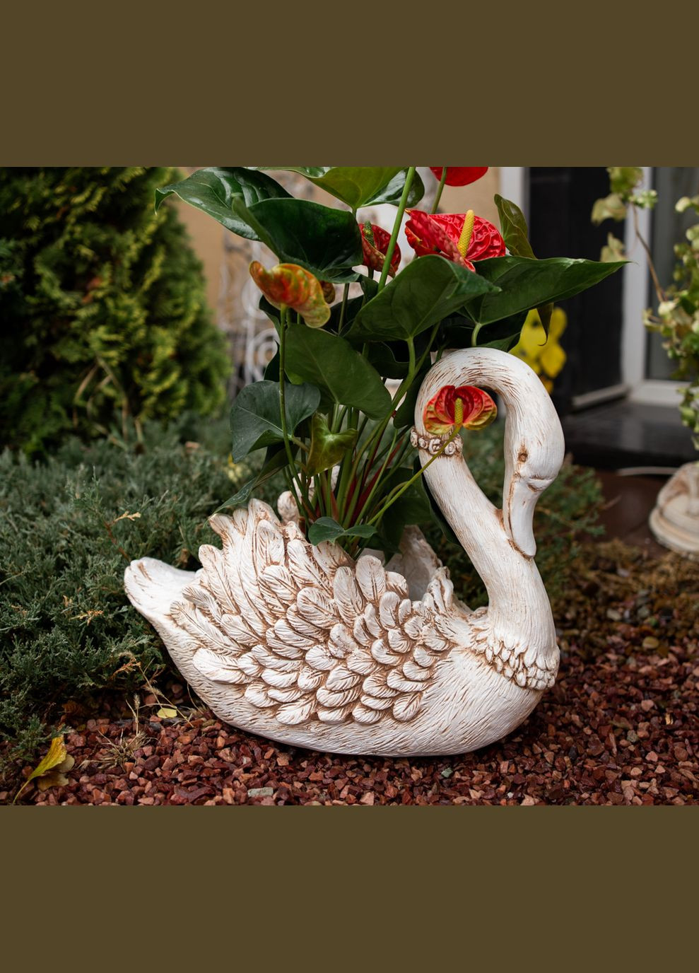Декоративне кашпо Лебідь 48*22*40 см (СП322 крем) Гранд Презент (284419176)